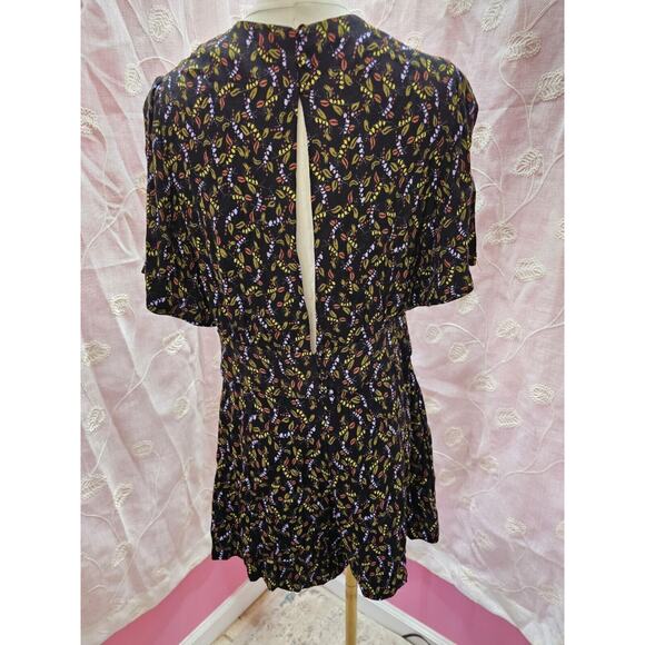 FREE PEOPLE BLACK FLORAL BOHO FLIRTY Meet Virginia ROMPER‎ PLAYSUIT Sz 8 Med - Picture 4 of 6